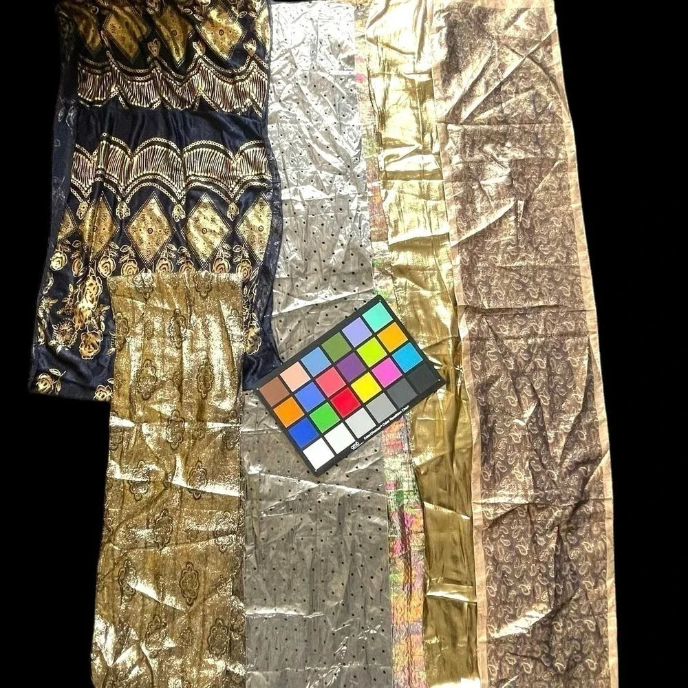 Large Lot 6 Vintage Lurex Lamé Rayon Gold, Silver Metallic Scarf Scarves 80s-90s - Picture 2 of 15